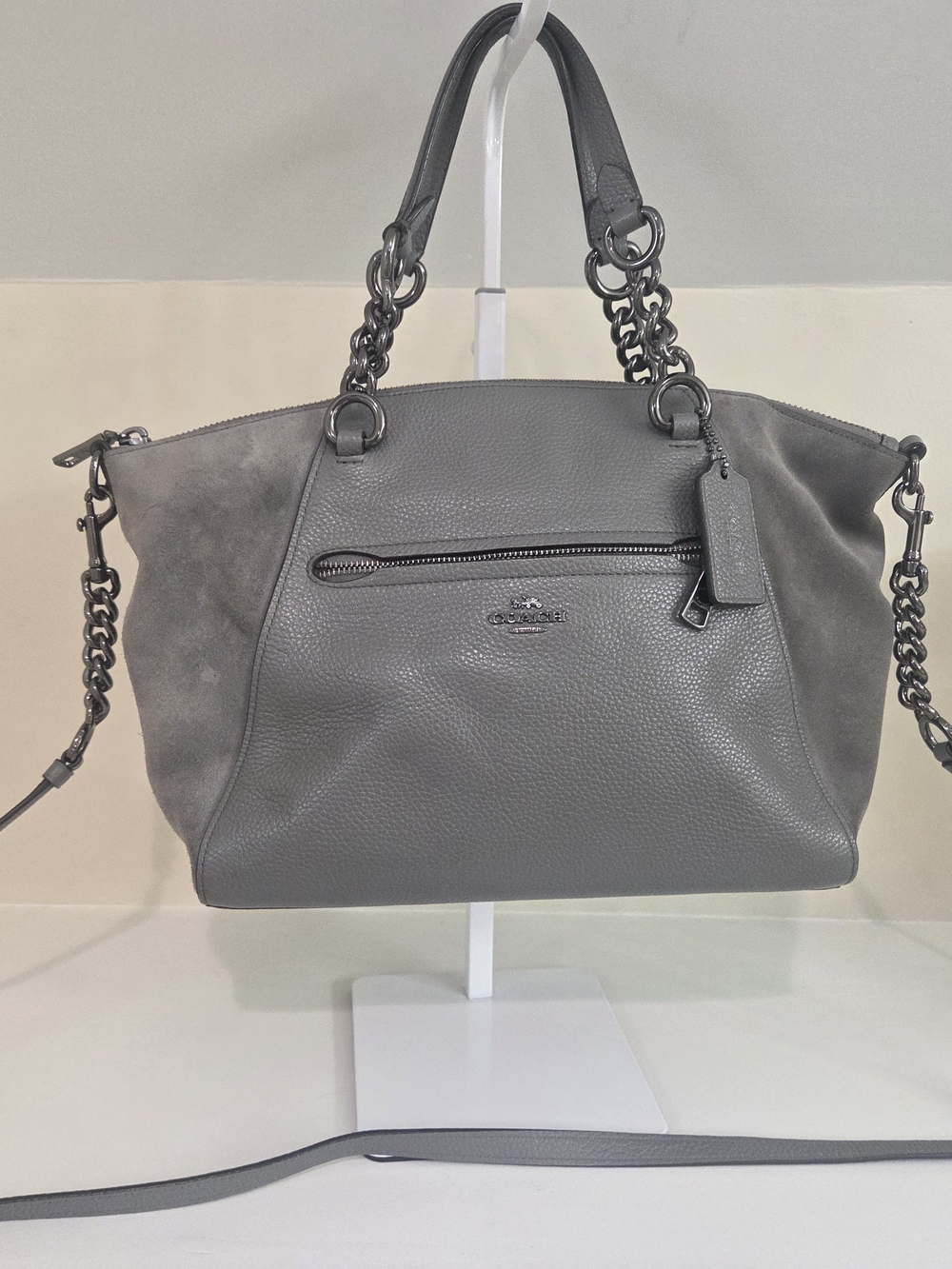 Coach Prairie Satchel With Crossbody Strap In Gray